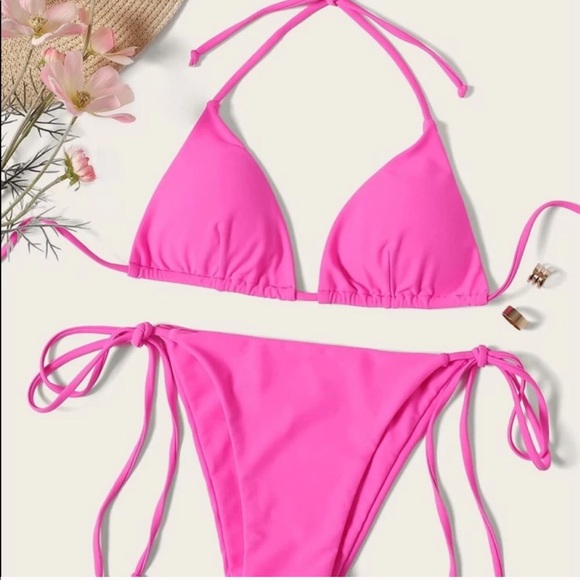 SHEIN Other - NEW Neon Pink Tie String Bikini Shein